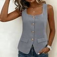 thumbnail image 6 of TaTaai Womens Summer Tops Sleeveless Cropped Fit Lapel Button Solid Stretchy Vest for Casual Daily Wear Gift, 6 of 8