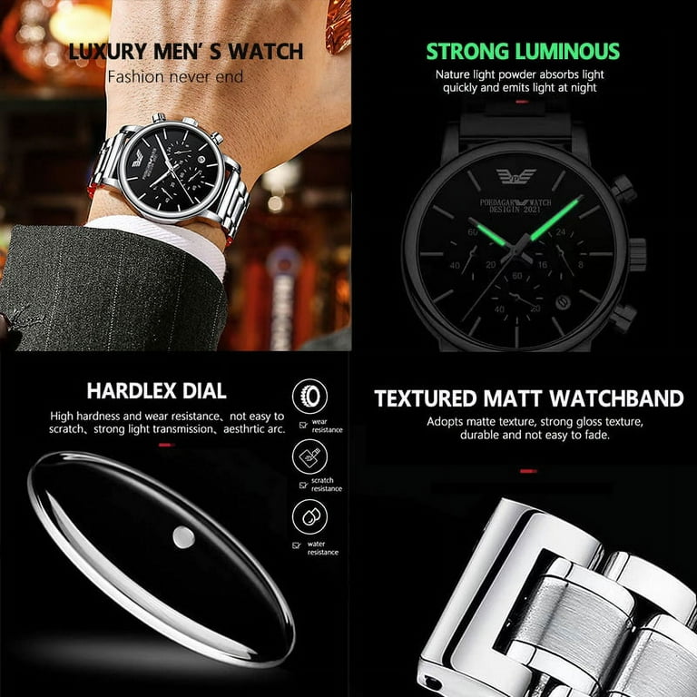 Swiss Poedagar Sports Chronograph Men s Watch Top Luxury Waterproof Luminous Stainless Steel Quartz Date Feature Walmart