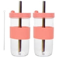 thumbnail image 4 of Here's a well structured product description for your item:\n\n \n\n**2pcs Reusable Transparent Glass with Silicone Sleeve and – Heat Resistant & Slip, 4 of 5