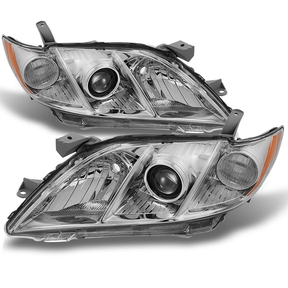 AKKON - For Toyota Camry Chrome Clear Projector Headlights Front Lamps Replacement Pair Set