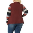 thumbnail image 3 of GRACE & GRANDEUR Women's Plus Size Cardigan Stripe Lightweight Sweater Outerwear 3X Caramel Red, 3 of 6