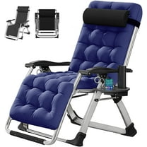Slsy Zero Gravity Chair, Lawn Recliner, Reclining Patio Lounger Chair, Folding Portable Chaise with Reversible Soft Cushion, Cup Holder, Headrest