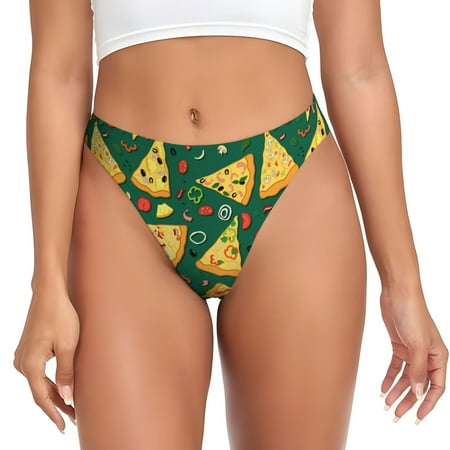 Lafuoo Pizza Pattern Women s Seamless Thong  Low Rise Underwear Panties Women s Clothing-X-Large