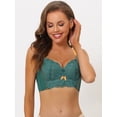 thumbnail image 5 of Unique Bargains Women's Wide Straps Padded Lace Push Up Tie Bra 38B Dark Green, 5 of 6