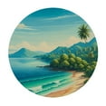 thumbnail image 4 of PIKWEEK Summer Beach Theme Palm Tree Tropical Sandy Sea Ocean Vocation Natural Plant Round Tablecloth Great for Home Kitchen/Parties/Holiday Dinner White, 4 of 8