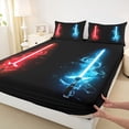 thumbnail image 3 of Homewish Cartoon Lightsaber Full Size Sheets, Red Blue Bed Sheets, Teens Kids Boys Sheet Sets, Lightweight Room Decor, 4-Piece, 3 of 7