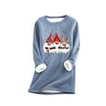 thumbnail image 3 of lcziwo Womens Sherpa Lined Sweatshirt Cute Gnome Graphic Pullover Christmas Fleece Crewneck Sweatshirt Winter Warm Loungewear Tunic Tops Lightning Sales Blue M, 3 of 6