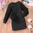 thumbnail image 3 of Auroural Girls Long Sleeve Knit Dress with Matching Mini Crossbody Bag Round Neck Ribbed Casual Outfit, 3 of 9