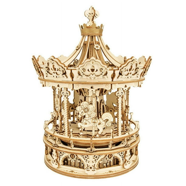 337PCS Merry Go Round 3D Puzzle DIY Funny Wood Music Box Kit