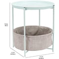 thumbnail image 3 of Basics Round Storage End Table, Side Table with Cloth Basket, Mint Green/Heather Gray, 18 in x 18 in x 19 in, 3 of 7