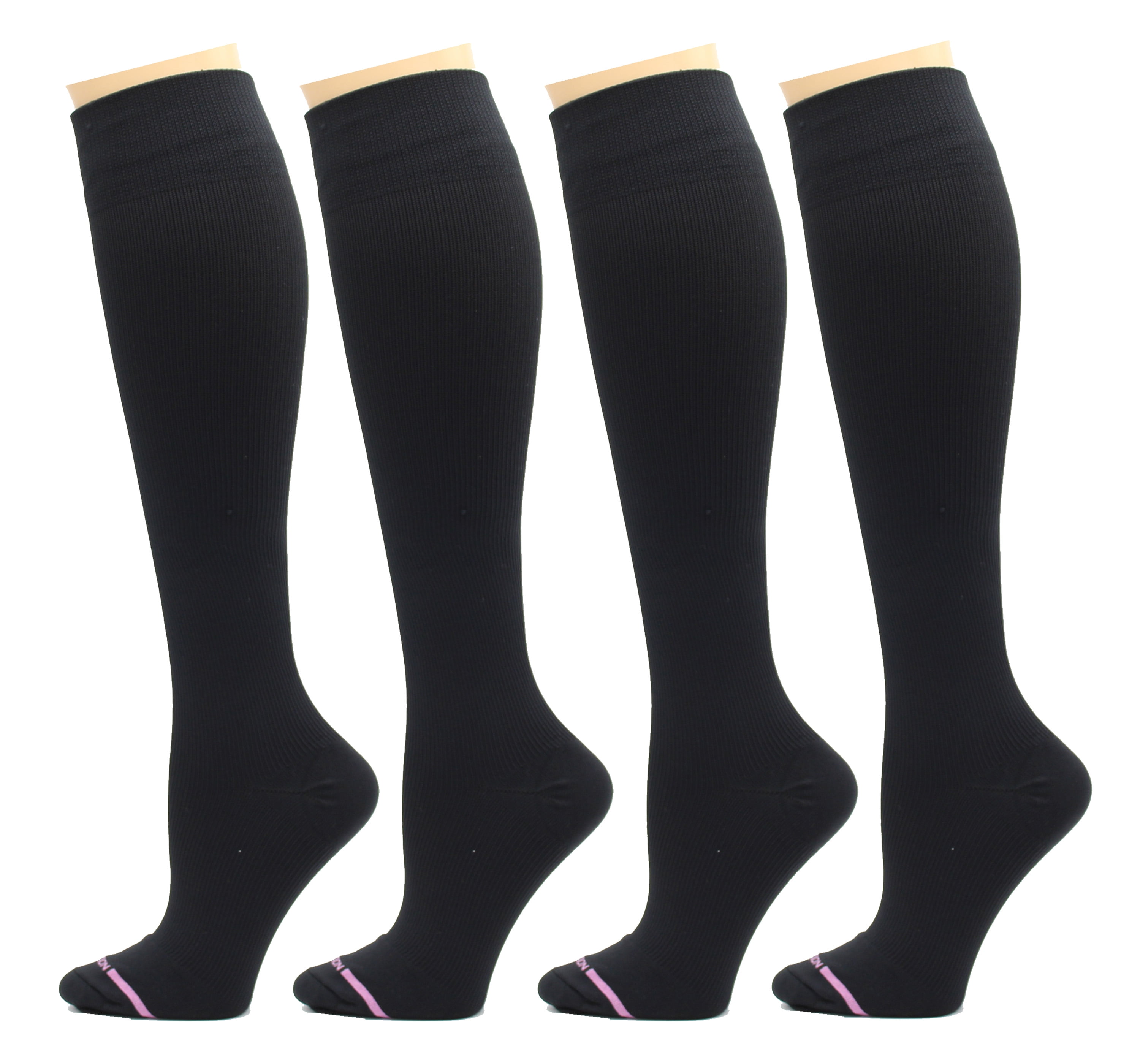 Dr. Motion 4 Pairs Pack Women's Graduated Compression Knee High Socks ...