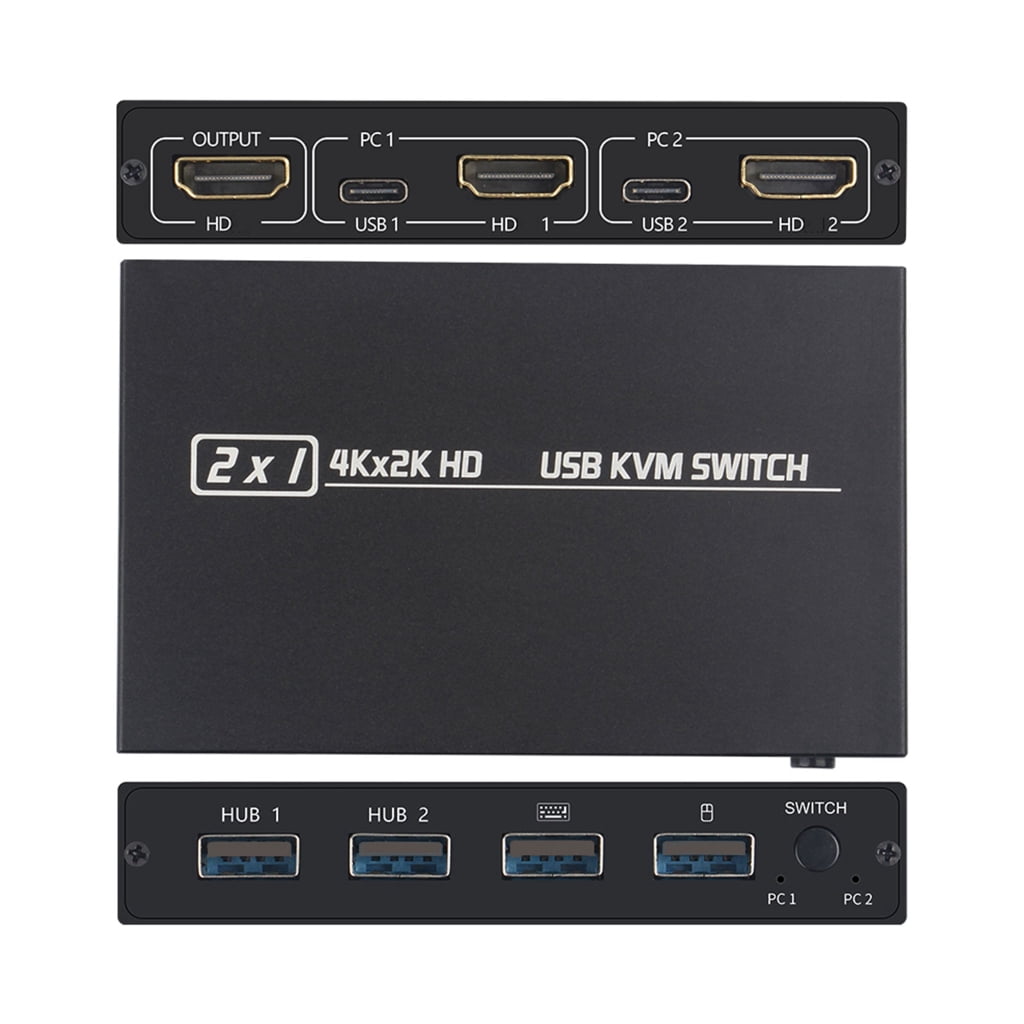 HDTV KVM Switcher 2Port USB Selectors 4K 30Hz Video Resolution for Computer Room Use 3840x2160@30Hz Resolution