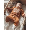 thumbnail image 4 of BemeyourBBs Auntie's Little Bestie Toddler Baby Boy 2 Piece Outfits Long Sleeve Letter Embroidery Waffle Knit Sweatshirt Pants Set Kids Spring Fall Winter Clothes, 4 of 9