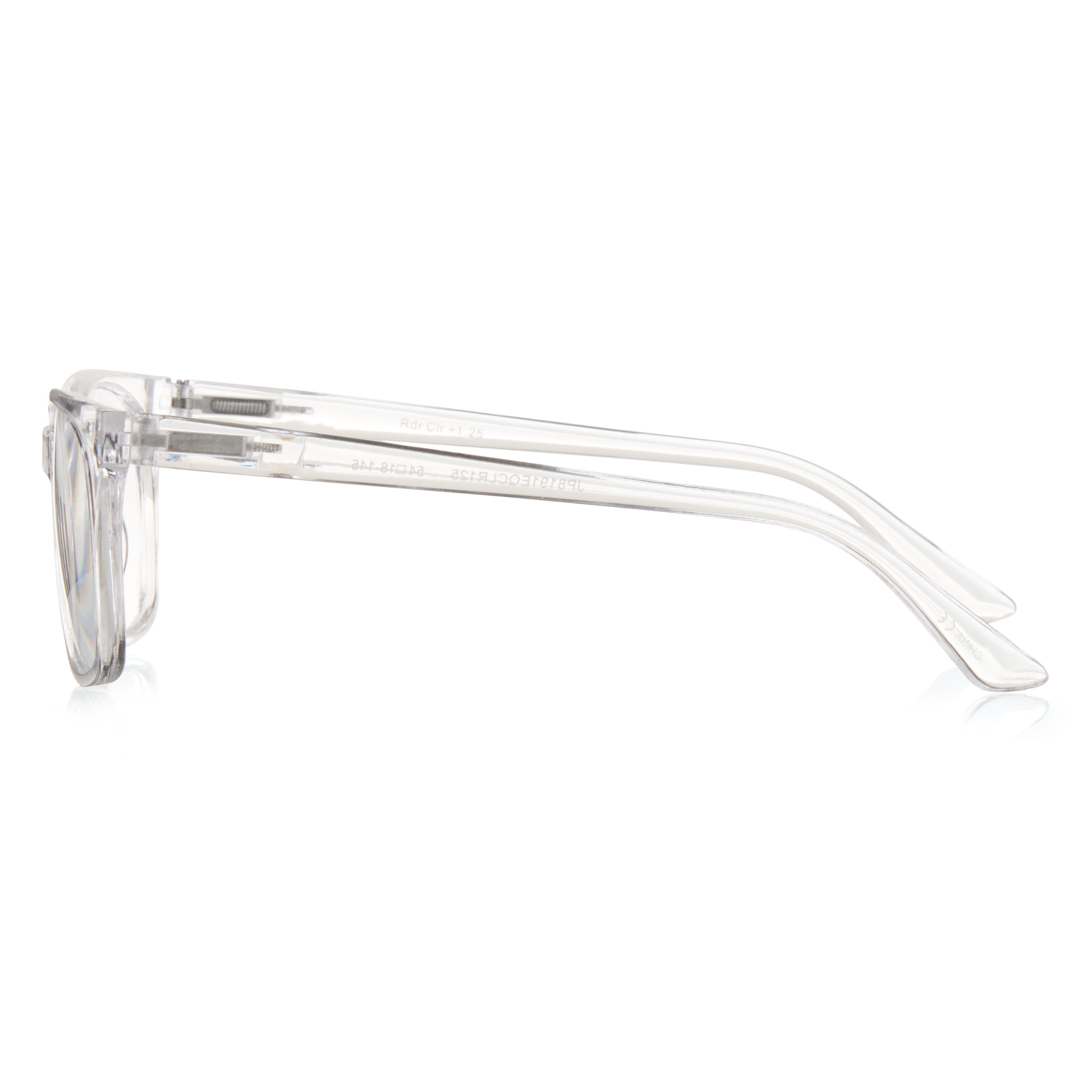 Equate Unisex Rectangular Single Vision Reading Glasses with Case, Plastic Lenses, Clear, +1.50