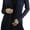 Navy, variant on ToBeInStyle Women's Open Drape-Front Asymmetrical Hem Cardigan - Brown - L