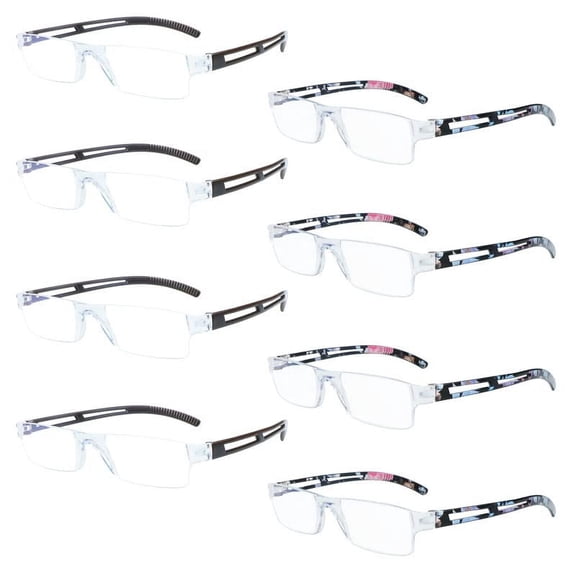 8 Pack Reading Glasses, Blue Light Blocking Computer Reading Glasses for Women and Men, Anti Glare Lightweight Readers (4 Brown 4 Floral, 1.50)