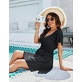 thumbnail image 3 of Bathing Suit Cover Ups for Women Elegant Solid Color V-Neck Swimsuit Cover Up Wrap Waist Beach Swimwear Coverup Shermie, 3 of 6