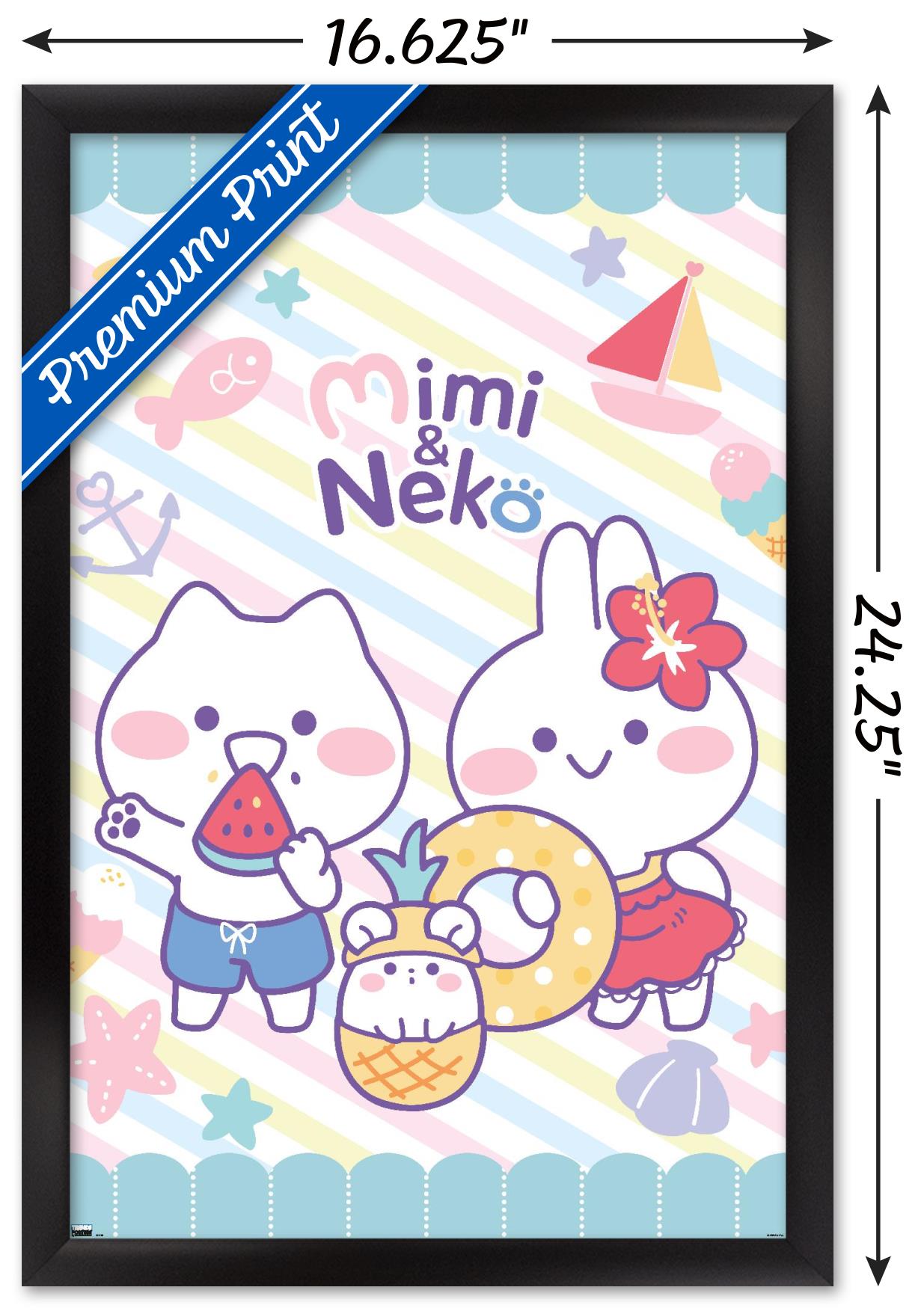 Mimi & Neko - Beach Wall Poster, 14.725" x 22.375" Framed