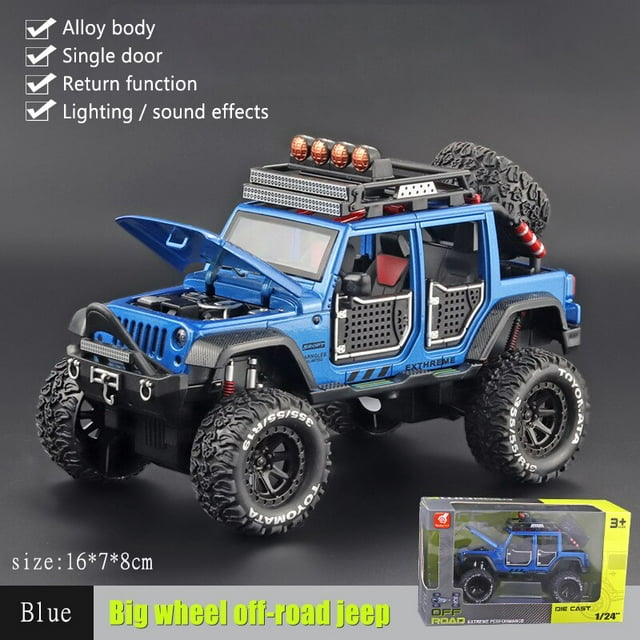 1:24 Alloy Big Wheel Off-road Vehicle Model Back Shock With Sound And Light Door Openable Children's Toy Car