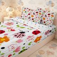 thumbnail image 3 of Erosebridal Cartoon Ladybug Floral Zipper Twin Comforter Sets with Fitted Sheet and 2 Pillowcases,Color Dot Secondary Motif Zipper Bedding Set,Red White,4-Piece,Reversible, 3 of 6