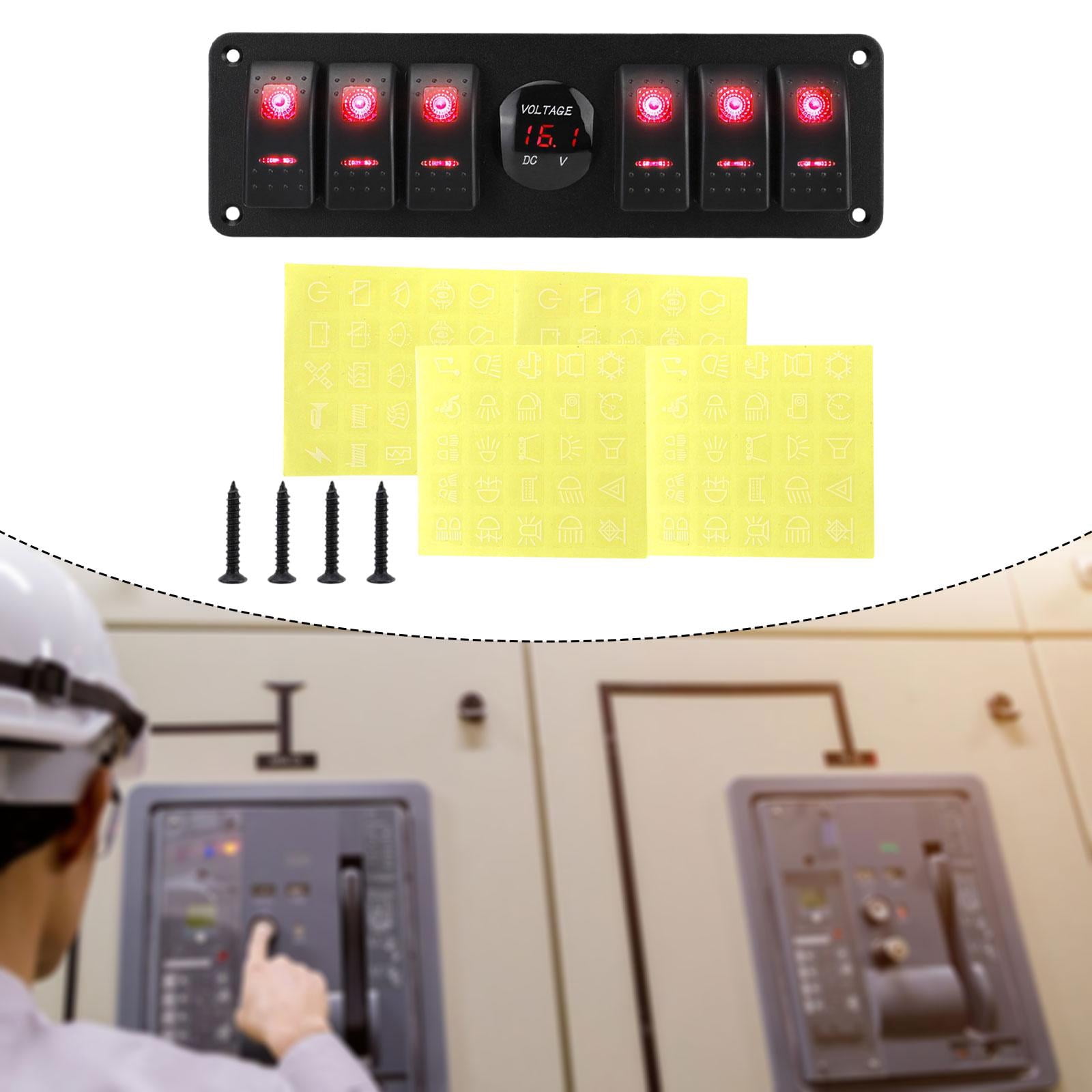 6 Gang Rocker Switch Panel Pre Wired ON Off Waterproof ABS Metal for Suvs Rvs Trailers Marine Vehicles