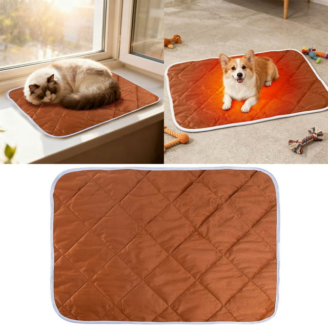 Heated Pet Bed Thermal Pad Extra Warm Mat for Indoor Outdoor Use with Cozy Home Design Easy Cleaning