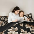 thumbnail image 5 of Feelyou Black Orange Flower Queen Comforter Set, Retro French Floral Bedding Sets, Countryside Theme Reversible Bedding Comforter Set, Super Cozy Room Decor, 3-Piece, 5 of 8