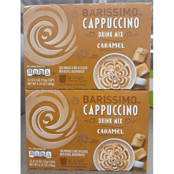 Barissimo Cappuccino Drink Mix Caramel 6.35oz 180g (2 Boxes)