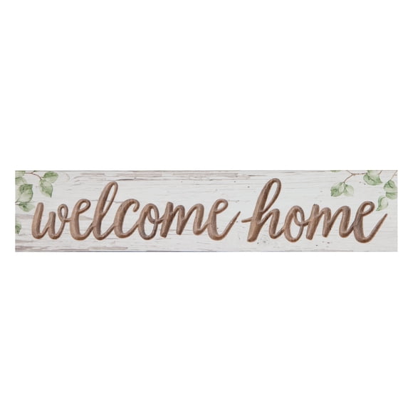 P. GRAHAM DUNN Welcome Home Whitewash 17 x 3.5 Solid Wood Carved Barnhouse Block Sign