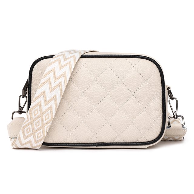 Bolso Bandolera para Mujer Bolso Hombro Vintage Cuero Genuino Satchel Femenino (Beige)