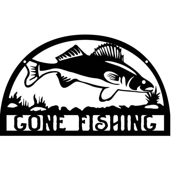 Iconic Gone Fishing Solid Steel Home Decor Decorative Accent Metal Art Sign