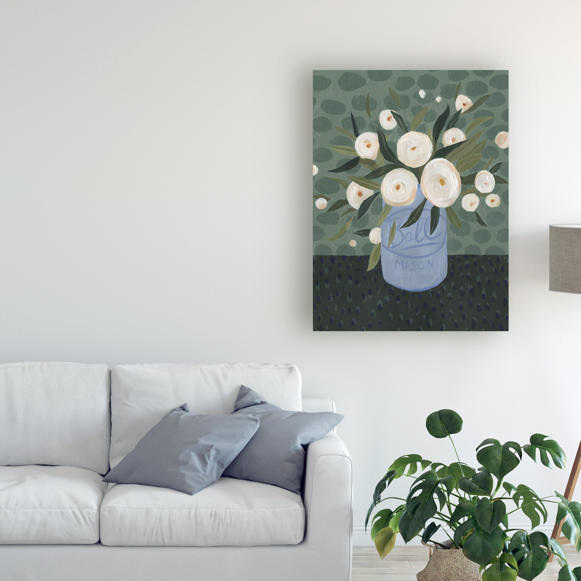 Trademark Fine Art 'Mason Jar Bouquet III' Canvas Art by Emma Scarvey