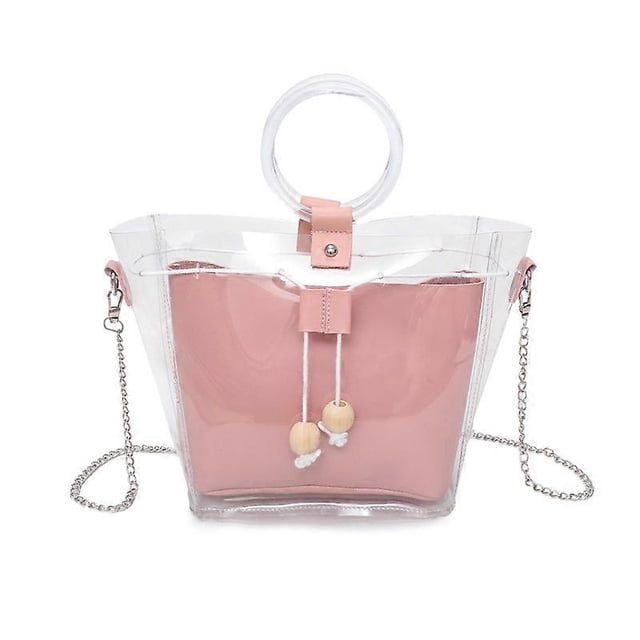 Bolso bandolera de playa, elegante, transparente, resistente al agua, color rosa