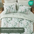 thumbnail image 2 of Regency Heights 9-Piece Queen Size Seersucker Comforter Set with Sheets, Texture Botanical Print Bed in a Bag, Green Bedding Comforter Set with Sheet Set and Side Pocket, 2 of 11