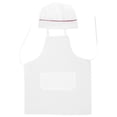 thumbnail image 1 of Delantal de chef de 2 piezas, resistente al desgaste, con gorro para chef, camarera y camarero (blanco), 1 of 7