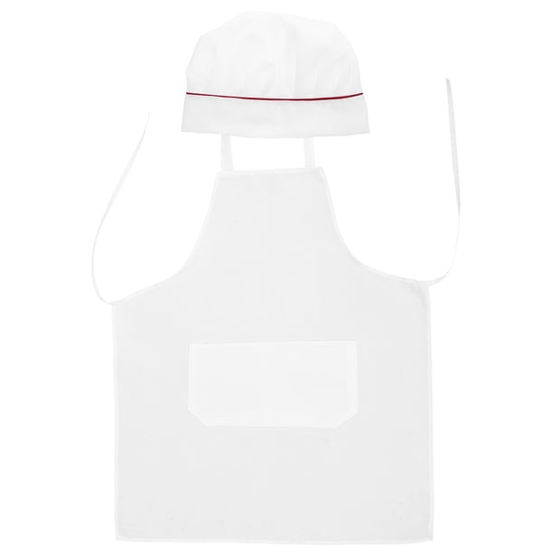 EeaseMX Delantal de chef de 2 piezas, resistente al desgaste, con gorro para chef, camarera y camarero (blanco)