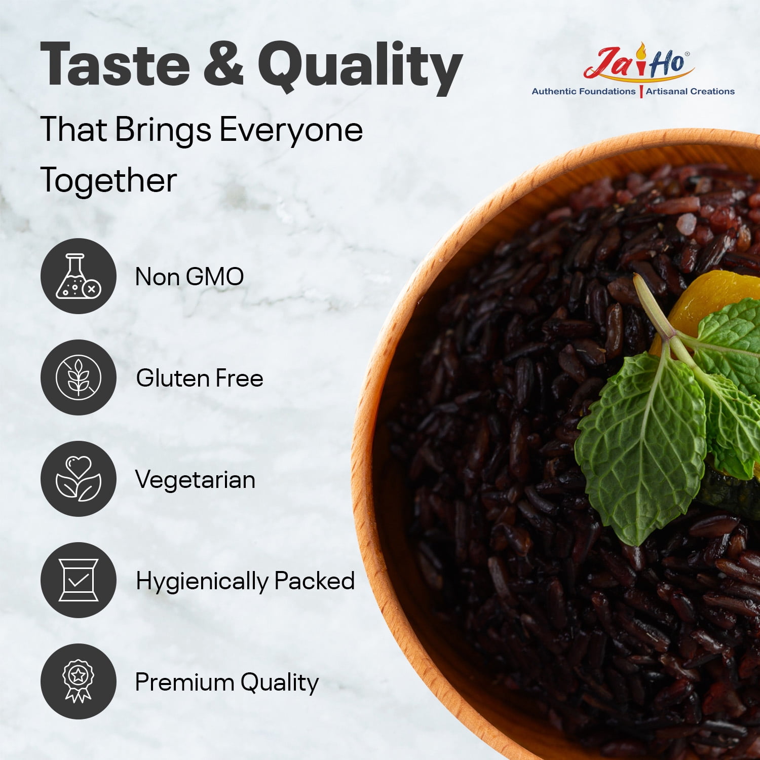 Jai Ho Certified Organic Black Rice 5 LB - Gluten Free, Vegan, Non-GMO - Resealable Zip Lock Pouch (Black Rice)