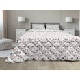 thumbnail image 1 of Flamingo Comforter & Sham Bedding Set, Watercolor Art Flamingos with Flower Motifs Coconut Tree Leaves Triangles, 3 pcs Duvet Set Microfiber Filling Quilt, 5 Sizes, Black Pink Cream, by Ambesonne, 1 of 4
