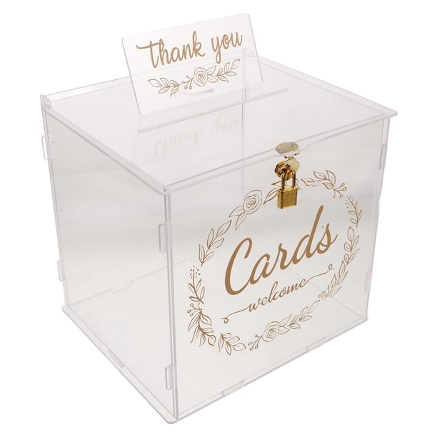 Caja de acrílico transparente para tarjetas de boda con cerradura, caja de almacenamiento para tarjetas de fiesta de boda