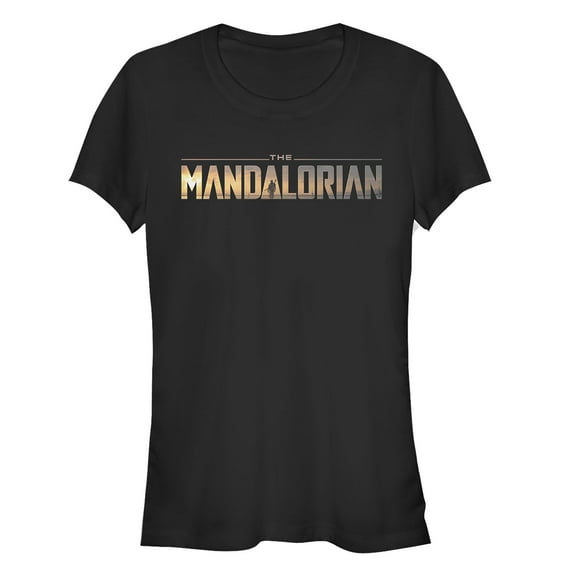 Junior's Star Wars: The Mandalorian Silhouette Logo  Graphic Tee Black X Large