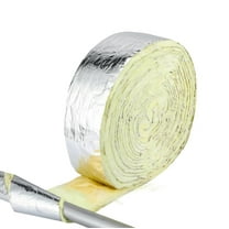 Fiberglass Pipe Insulation Wrap,Happon 32.8 Feet Foil Backed Fiberglass Insulation Roll 3" Wide x 1" Thick Fiberglass Insulation Tape Duct Insulation Wrap for Outdoor Indoor Freezing Weather