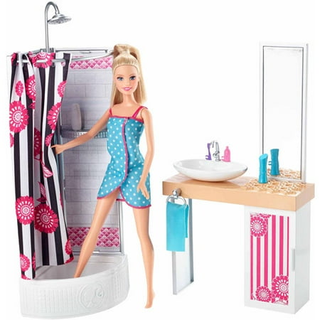 barbie - mattel barbie bathroom/ doll - walmart