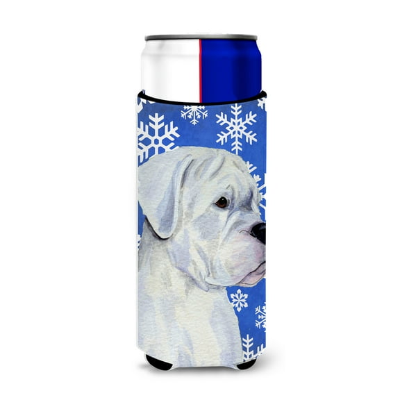 Carolines Treasures SS4647MUK Boxer Winter Snowflakes Holiday Ultra Hugger for slim cans Slim Can multicolor