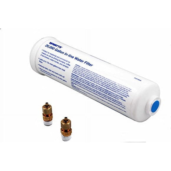 Watts Inline Water Filter 20,000 gallon Capacity- Inline Filter for refrigerator, Ice Maker, Under Sink, and Reduces Bad Taste, Odors, Chlorine and Sediment in Drinking Water