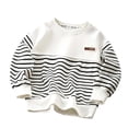 thumbnail image 4 of Atogsazn Toddler Boys Striped Sweater Kids Casual Oversized Long Sleeve Pullover Sweatshirt Fall Winter Tops White 5-6Years Fashion, 4 of 8