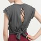 thumbnail image 5 of TFixol Camiseta deportiva para mujer ahuecada espalda dividida cuello redondo corto, 5 of 8