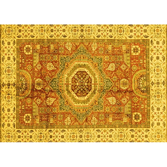 Ahgly Company Indoor Rectangle Abstract Yellow Modern Area Rugs, 4' x 6'