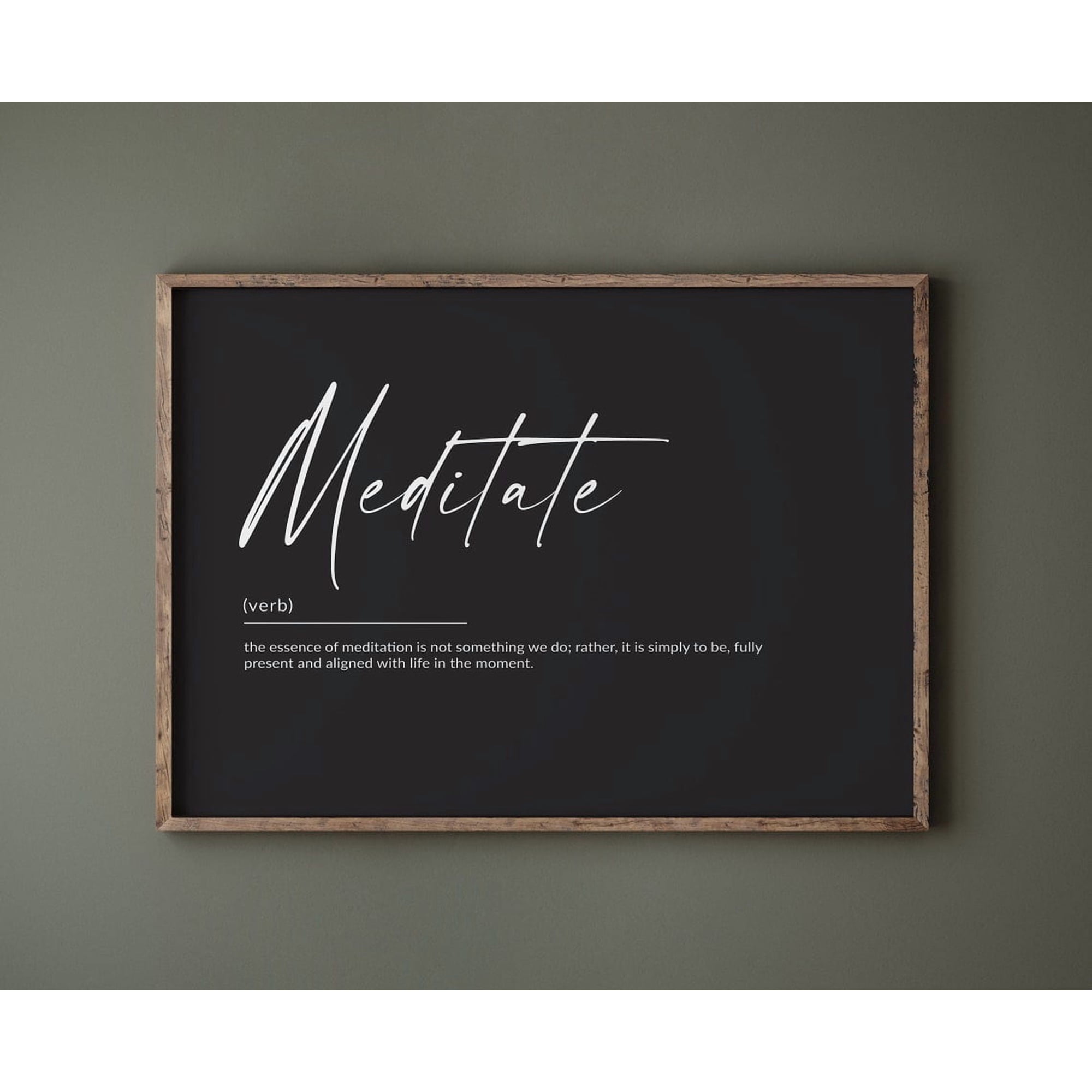 Meditate Definition Yoga Studio Wall Art Print Zen Wellness Decor Unframed Paper Print