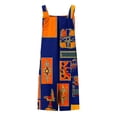 thumbnail image 4 of Pounoo Women's Jumpsuits Square Neck Sleeveless Colorblock Print Overalls Bohemian Resort Lightweight Wide Leg Rompers Gift, 4 of 5