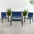 thumbnail image 3 of Best Choice Products 4-Piece Outdoor Textilene Patio Conversation Furniture Set w/ Loveseat, Table - Black/Navy, 3 of 9